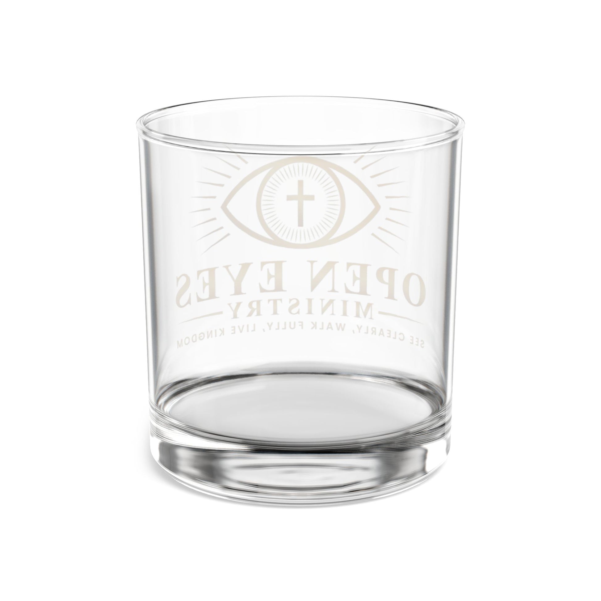 10oz Rocks Glass — Open Eyes Ministry Gold Cross Emblem